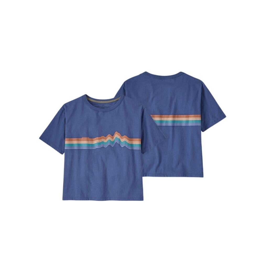 Patagonia ridge rise stripe organic cotton easy cut t-shirt blue women's size xs